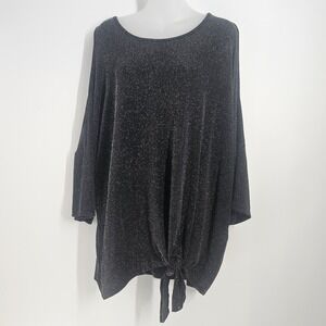 NWt Rain Womens 2x‎ Sparkle with Off Shoulder Design Top Black Silver Sparkles